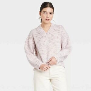Universal Thread V-Neck Sweater - Light Pink Mix
